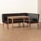 Baxton Studio Daymond Mid-Century Dark Brown Faux Leather and Walnut Brown Finished Wood 3-PC Dining Nook Set 186-11349-9305-Zoro - alternate 7